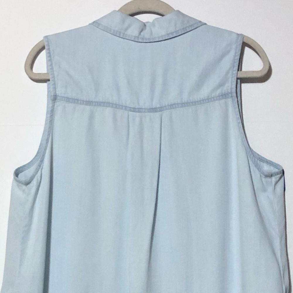 Black Tape Women’s Blue Light Wash Sleeveless V-Neck Collar Jean Dress Size 1X - Picture 4 of 10